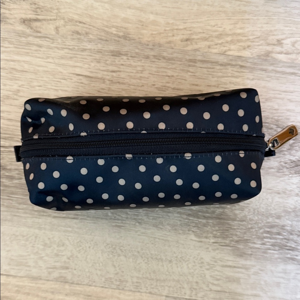 Thirty-One Navy Polka Dot Cosmetic Bag